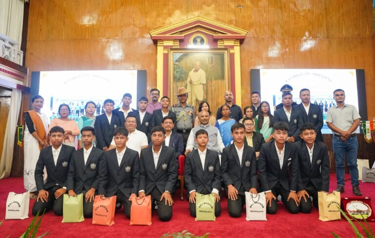 Nongjri Presbyterian Secondary School’s U-15 Subroto Cup Champions Honored at Raj Bhavan, Shillong