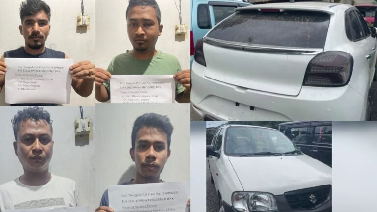 Ri-Bhoi Police arrest four highway gangs allegedly extorting money from vehicles