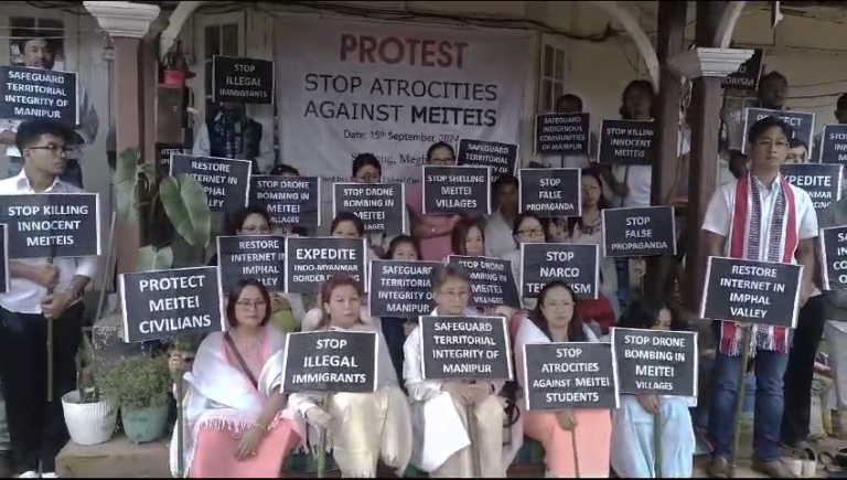 Meitei Elders Community Protests in Shillong, Condemns violence against Meitei in Manipur